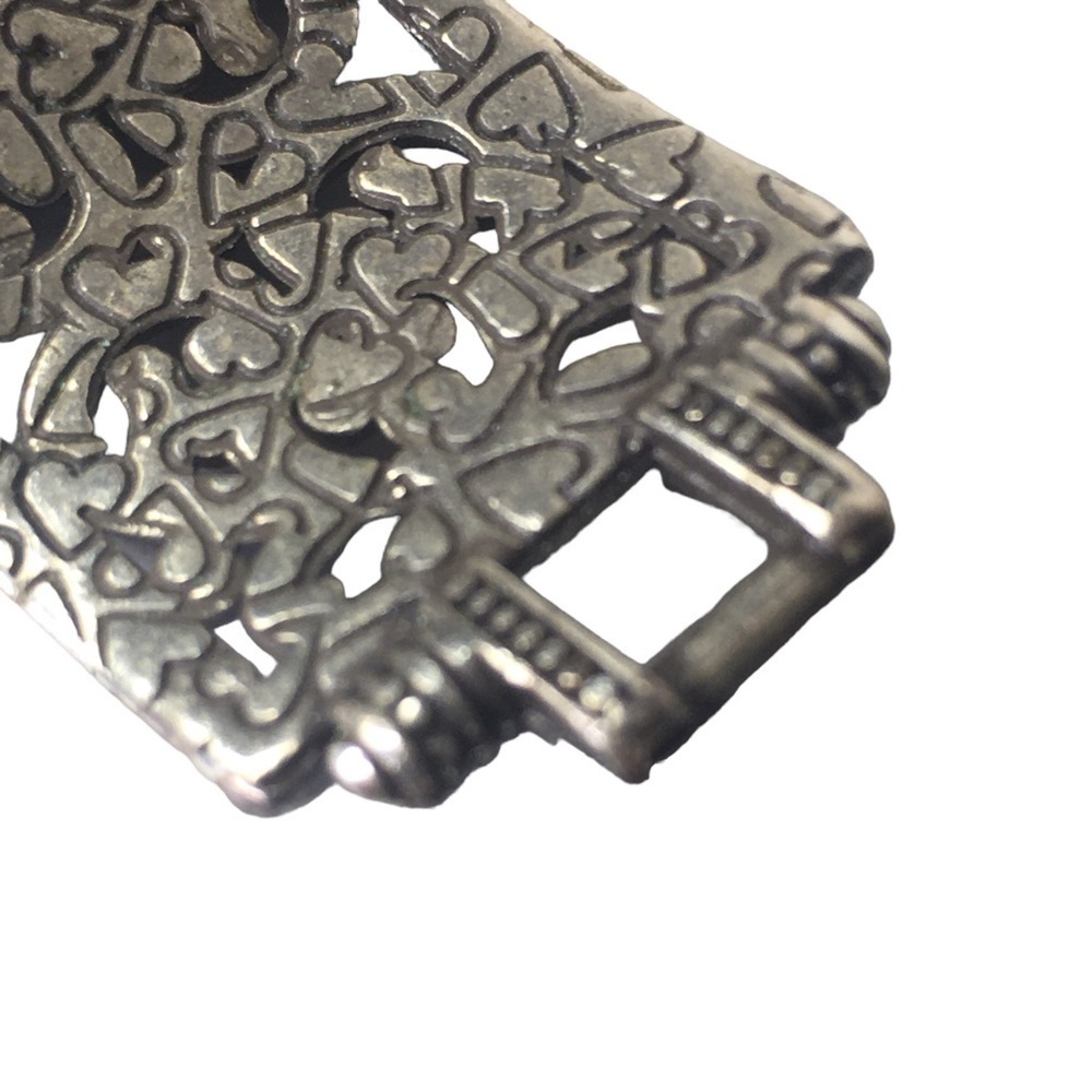 Brighton Vintage "Berkeley" Scroll Link Bracelet Silver Plate Retired Hearts - Picture 9 of 13
